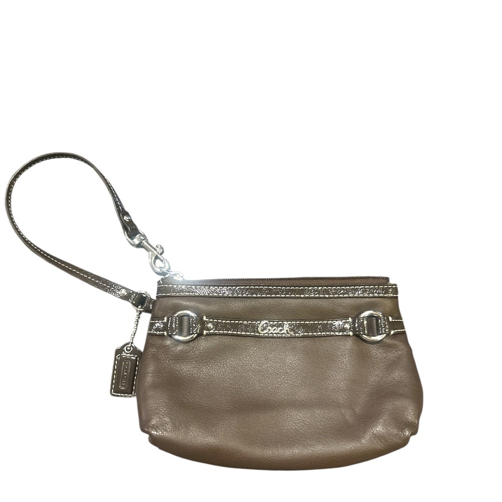 Coach Chocolate Brown Leather Wristlet with Coach Tag